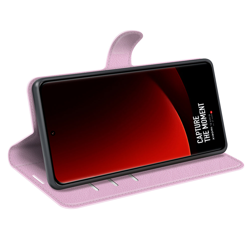 Stand Case for Xiaomi 13 Ultra Scratch Proof Litchi Texture Wallet Folio Flip PU Leather Phone Cover