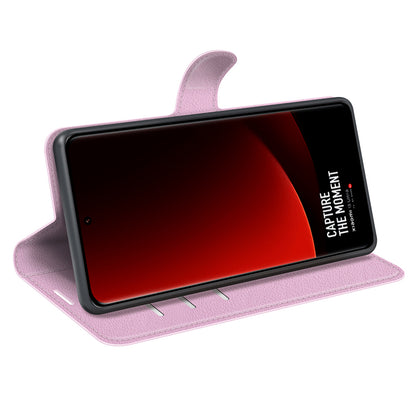 Stand Case for Xiaomi 13 Ultra Scratch Proof Litchi Texture Wallet Folio Flip PU Leather Phone Cover