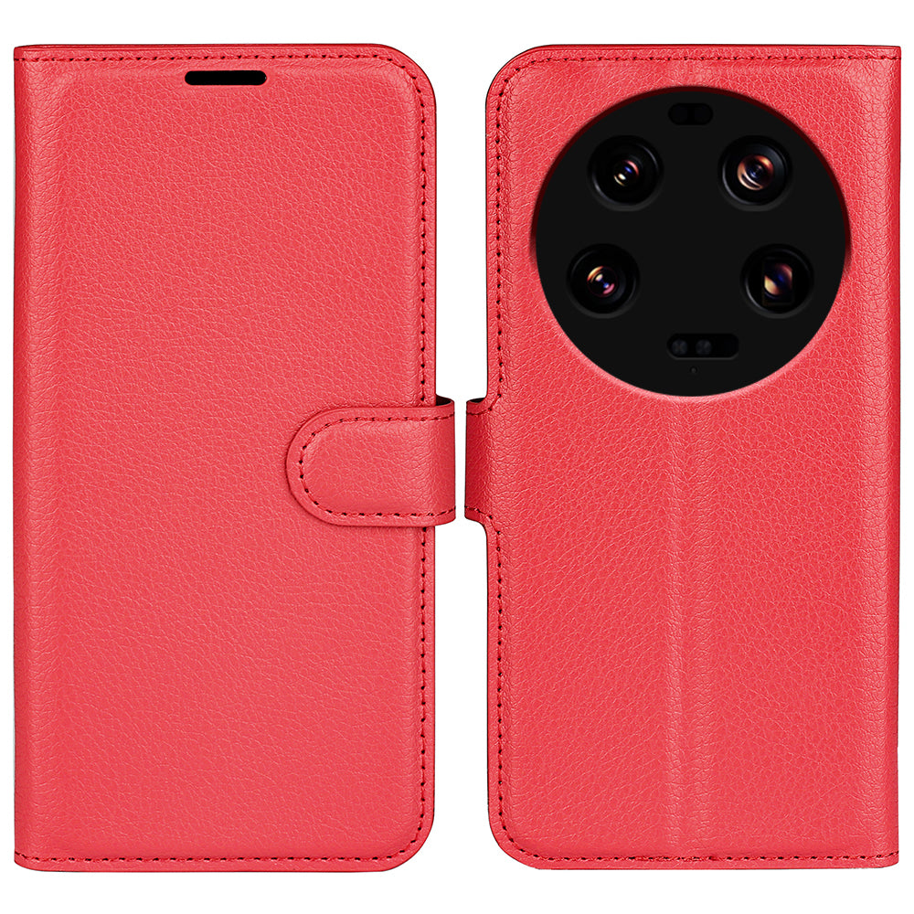 Stand Case for Xiaomi 13 Ultra Scratch Proof Litchi Texture Wallet Folio Flip PU Leather Phone Cover