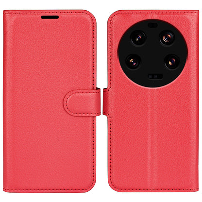 Stand Case for Xiaomi 13 Ultra Scratch Proof Litchi Texture Wallet Folio Flip PU Leather Phone Cover