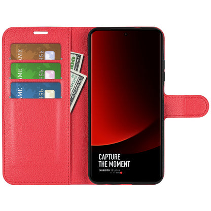 Stand Case for Xiaomi 13 Ultra Scratch Proof Litchi Texture Wallet Folio Flip PU Leather Phone Cover