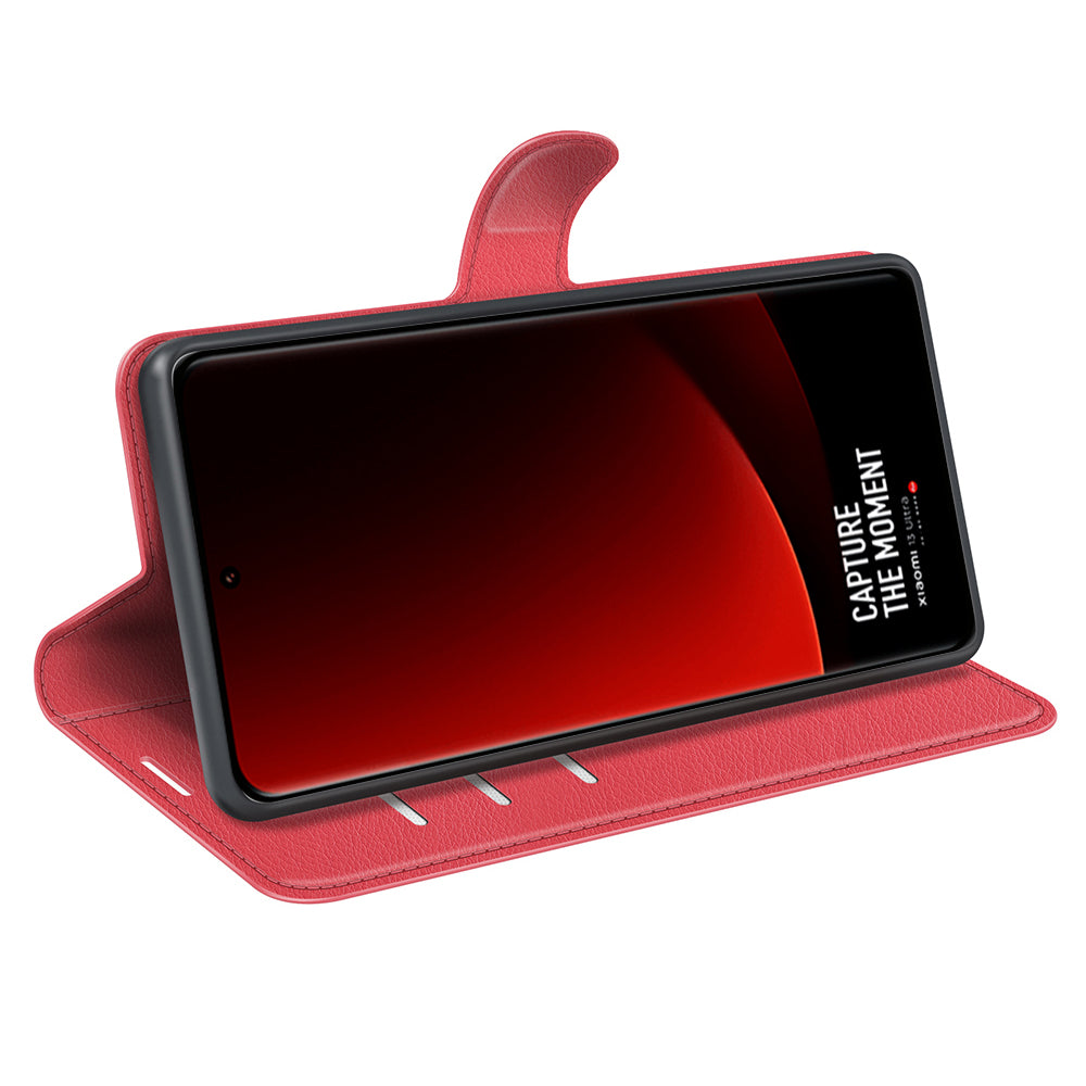 Stand Case for Xiaomi 13 Ultra Scratch Proof Litchi Texture Wallet Folio Flip PU Leather Phone Cover