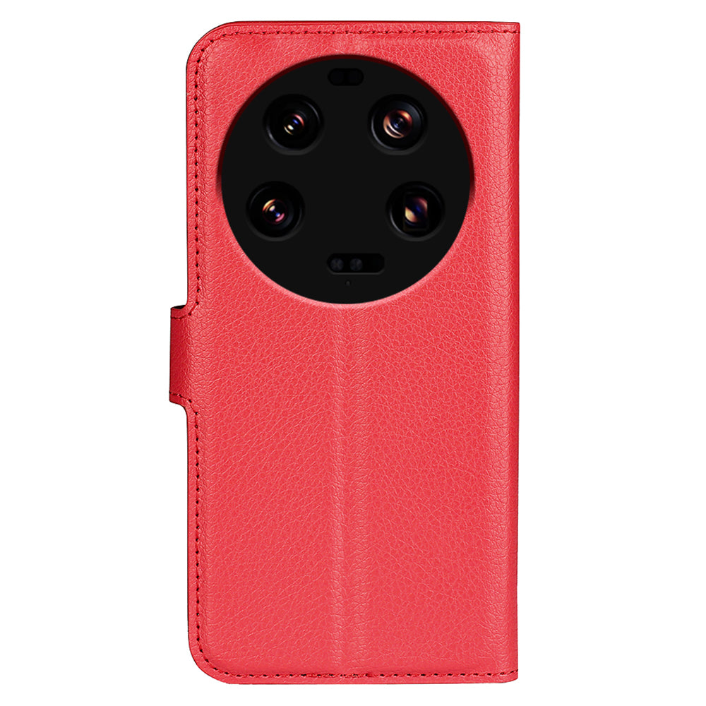 Stand Case for Xiaomi 13 Ultra Scratch Proof Litchi Texture Wallet Folio Flip PU Leather Phone Cover