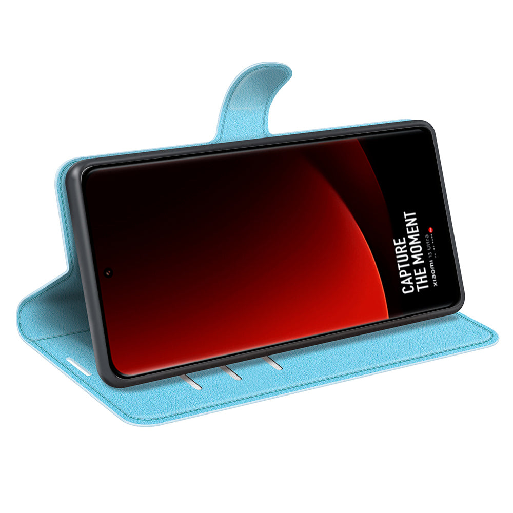 Stand Case for Xiaomi 13 Ultra Scratch Proof Litchi Texture Wallet Folio Flip PU Leather Phone Cover