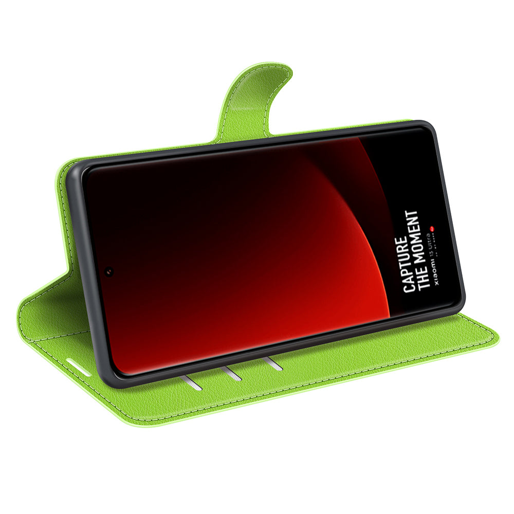 Stand Case for Xiaomi 13 Ultra Scratch Proof Litchi Texture Wallet Folio Flip PU Leather Phone Cover
