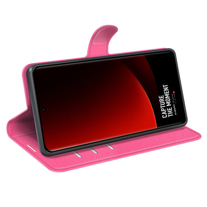 Stand Case for Xiaomi 13 Ultra Scratch Proof Litchi Texture Wallet Folio Flip PU Leather Phone Cover