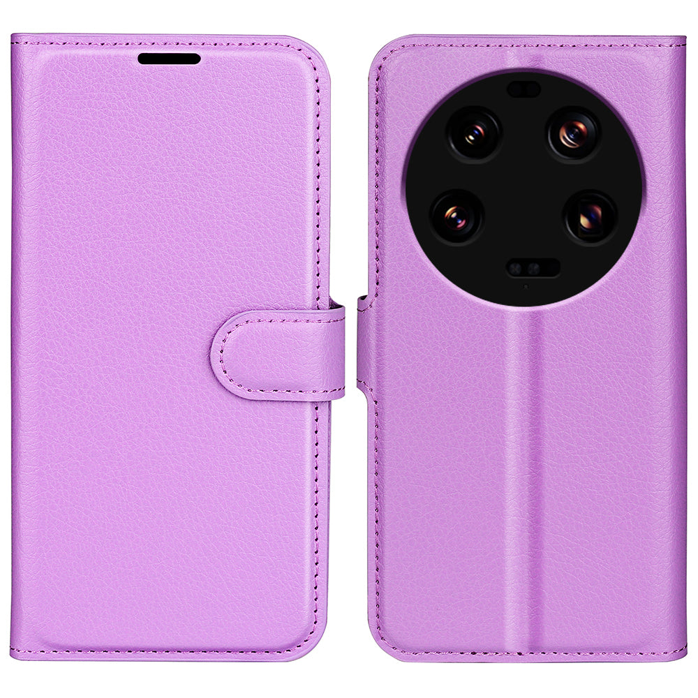 Stand Case for Xiaomi 13 Ultra Scratch Proof Litchi Texture Wallet Folio Flip PU Leather Phone Cover