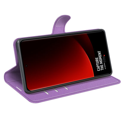 Stand Case for Xiaomi 13 Ultra Scratch Proof Litchi Texture Wallet Folio Flip PU Leather Phone Cover