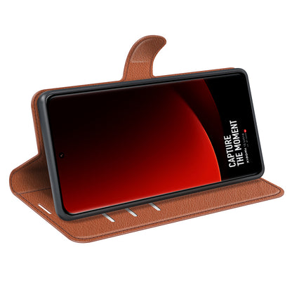 Stand Case for Xiaomi 13 Ultra Scratch Proof Litchi Texture Wallet Folio Flip PU Leather Phone Cover