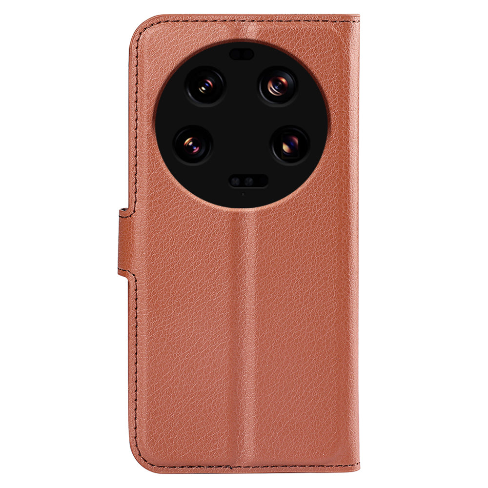 Stand Case for Xiaomi 13 Ultra Scratch Proof Litchi Texture Wallet Folio Flip PU Leather Phone Cover