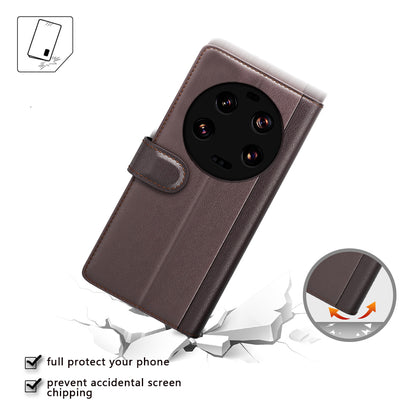 For Xiaomi 13 Ultra Magnetic Flip Phone Case Genuine Split Leather Wallet Stand Drop-proof Cover