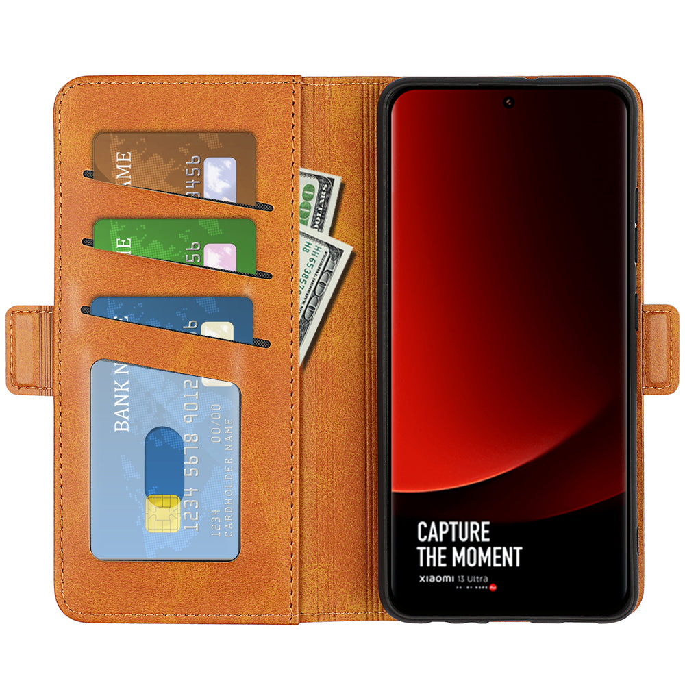 For Xiaomi 13 Ultra Shockproof Wallet Flip Phone Cover Calf Texture PU Leather Stand Folio Case