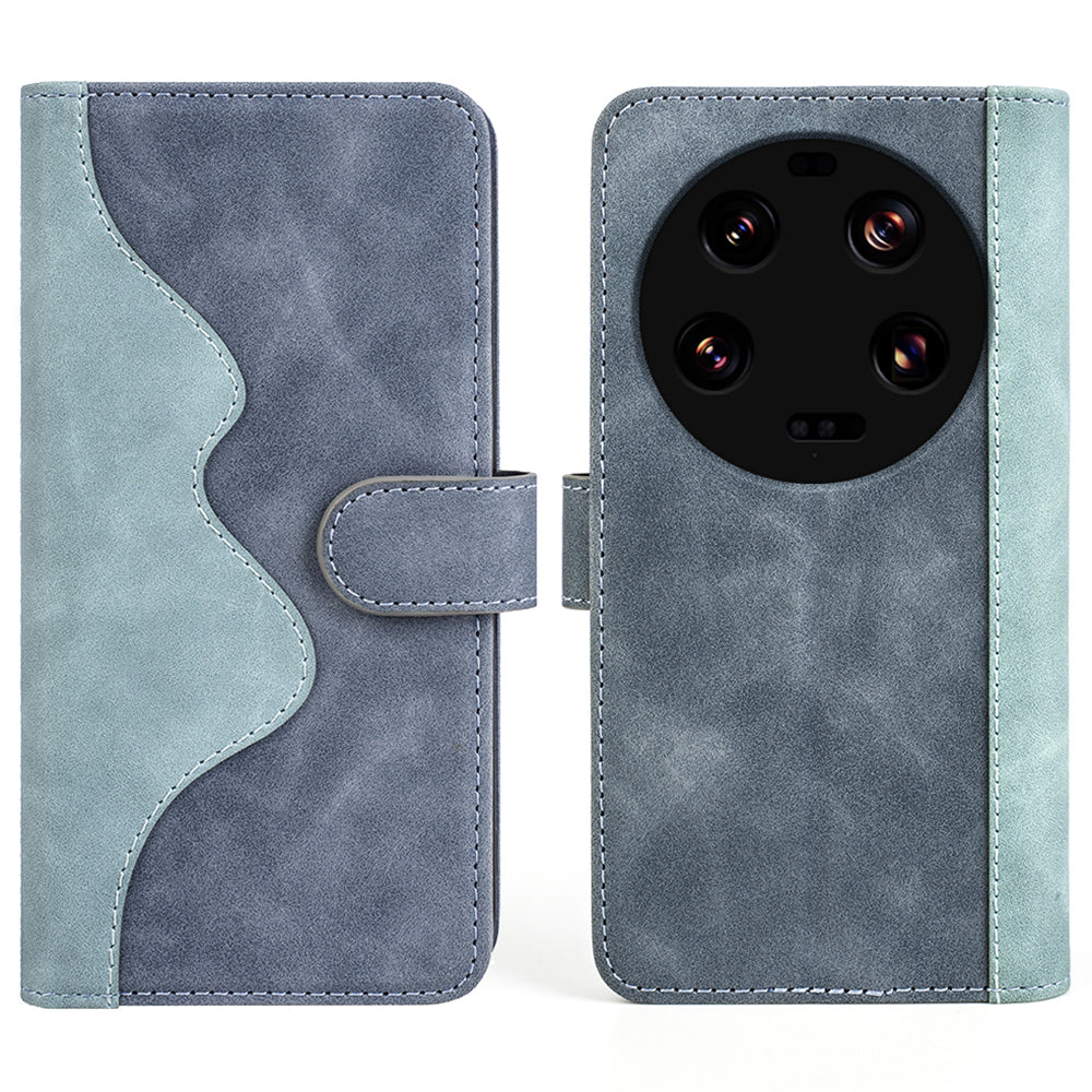 For Xiaomi 13 Ultra Dual-color Splicing PU Leather Wallet Phone Cover Protective Case with Stand Function