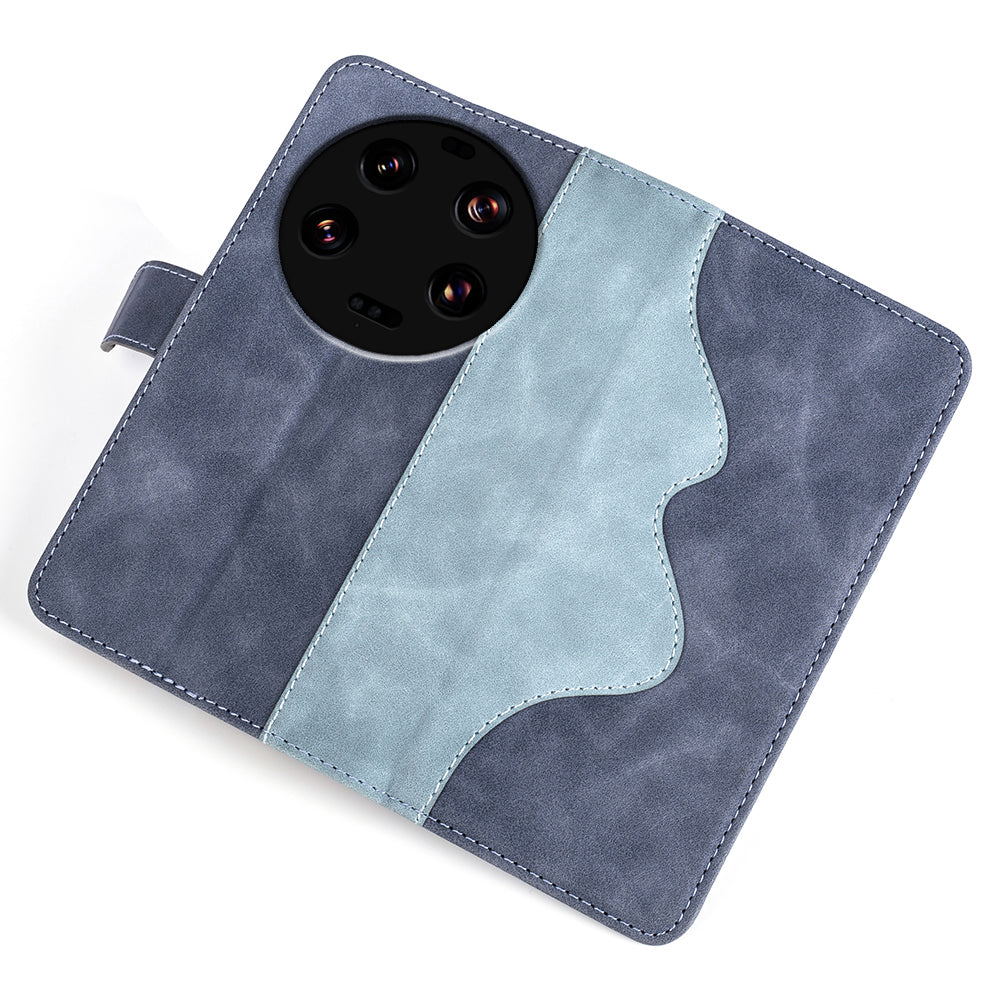 For Xiaomi 13 Ultra Dual-color Splicing PU Leather Wallet Phone Cover Protective Case with Stand Function