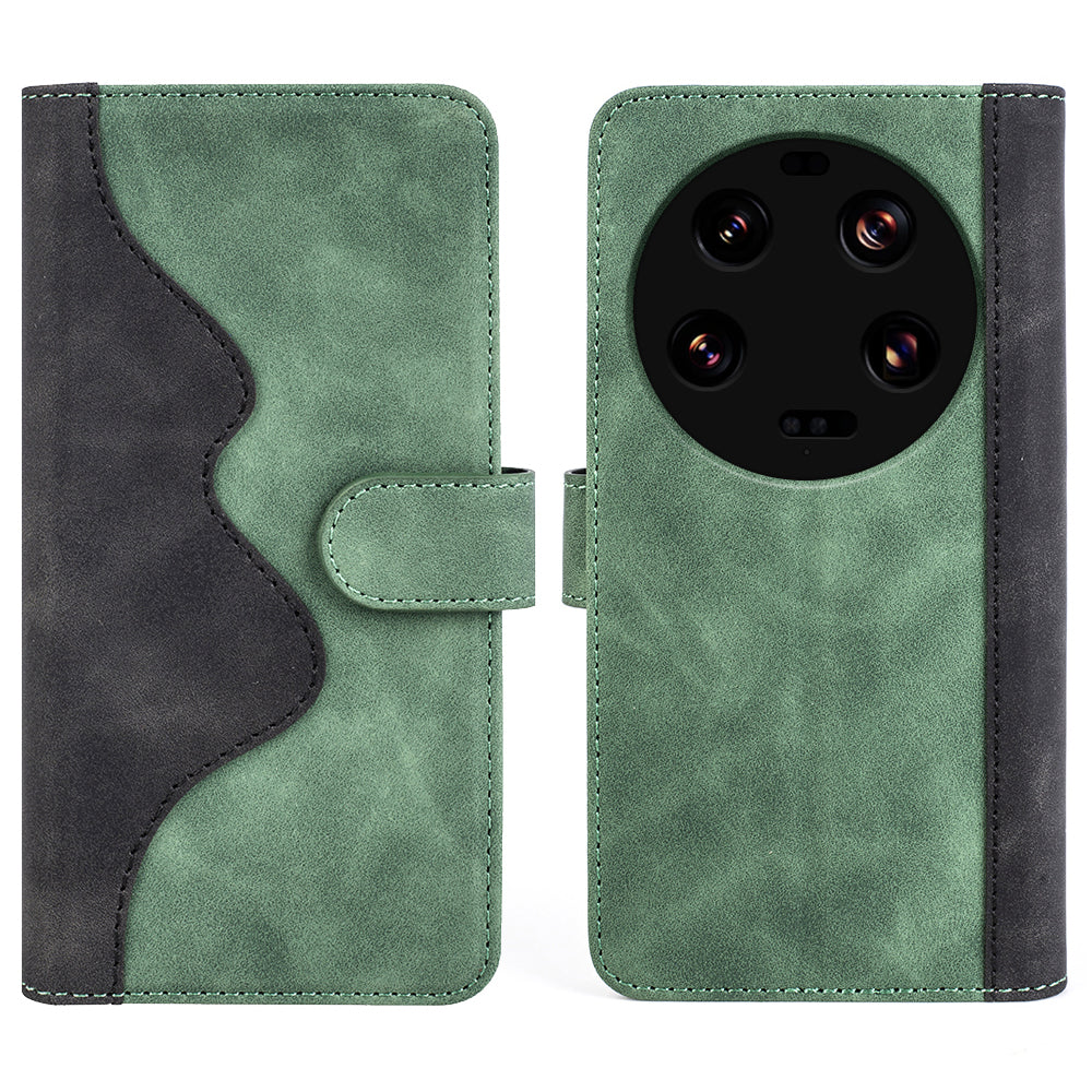 For Xiaomi 13 Ultra Dual-color Splicing PU Leather Wallet Phone Cover Protective Case with Stand Function