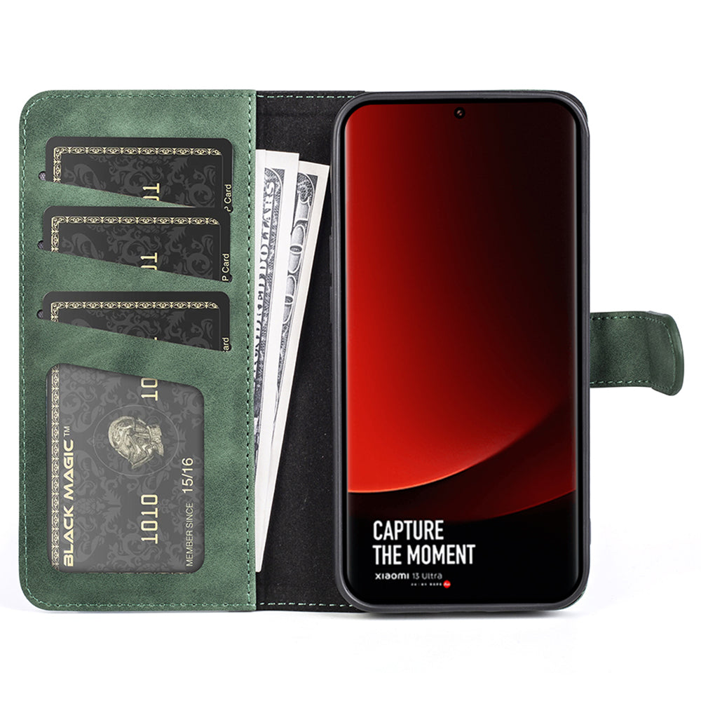 For Xiaomi 13 Ultra Dual-color Splicing PU Leather Wallet Phone Cover Protective Case with Stand Function