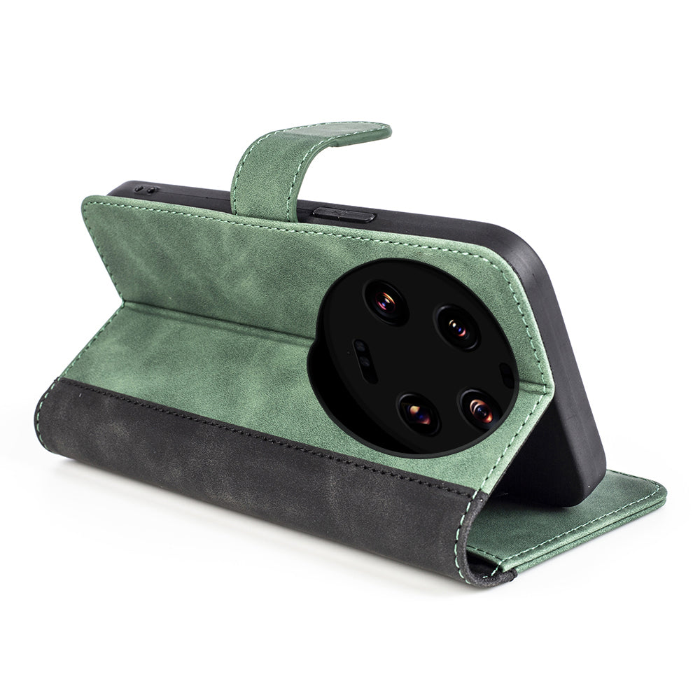 For Xiaomi 13 Ultra Dual-color Splicing PU Leather Wallet Phone Cover Protective Case with Stand Function