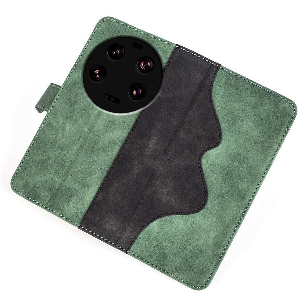 For Xiaomi 13 Ultra Dual-color Splicing PU Leather Wallet Phone Cover Protective Case with Stand Function