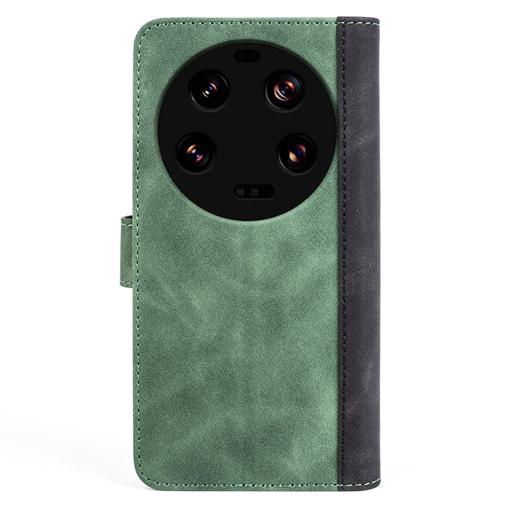 For Xiaomi 13 Ultra Dual-color Splicing PU Leather Wallet Phone Cover Protective Case with Stand Function