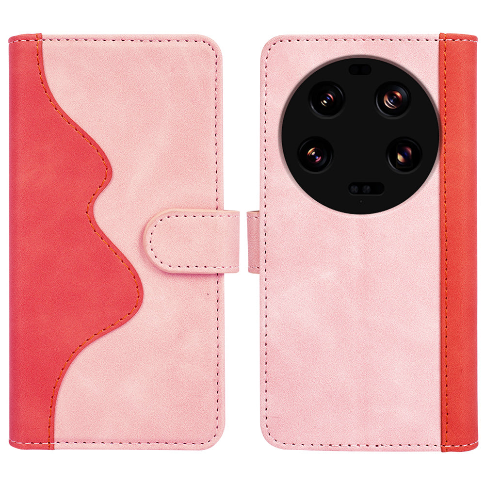 For Xiaomi 13 Ultra Dual-color Splicing PU Leather Wallet Phone Cover Protective Case with Stand Function