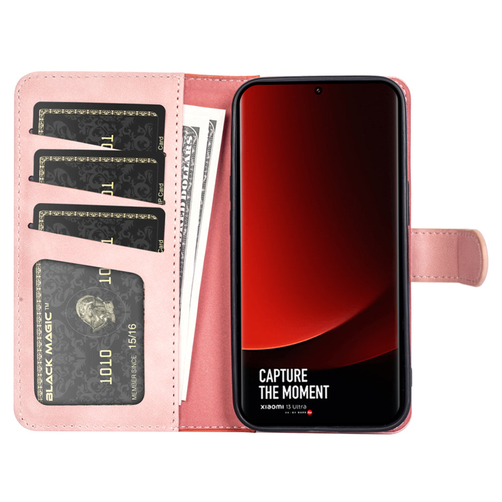 For Xiaomi 13 Ultra Dual-color Splicing PU Leather Wallet Phone Cover Protective Case with Stand Function