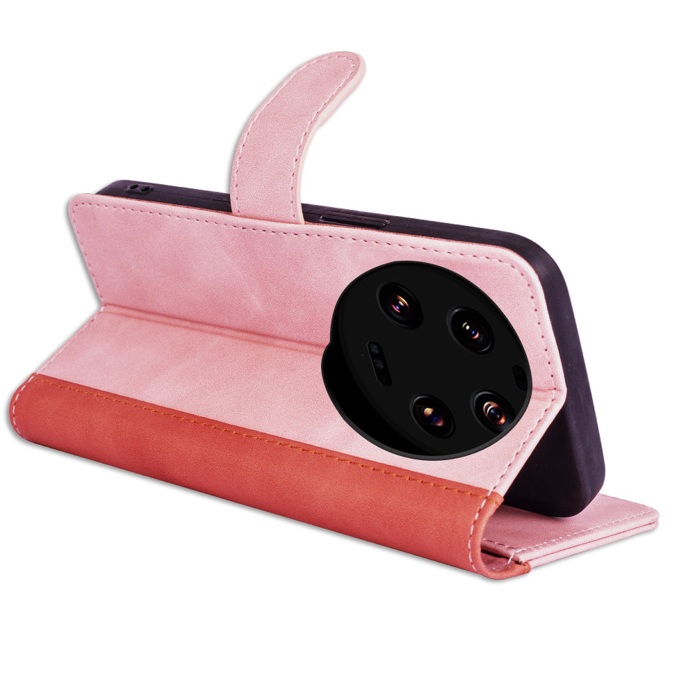 For Xiaomi 13 Ultra Dual-color Splicing PU Leather Wallet Phone Cover Protective Case with Stand Function