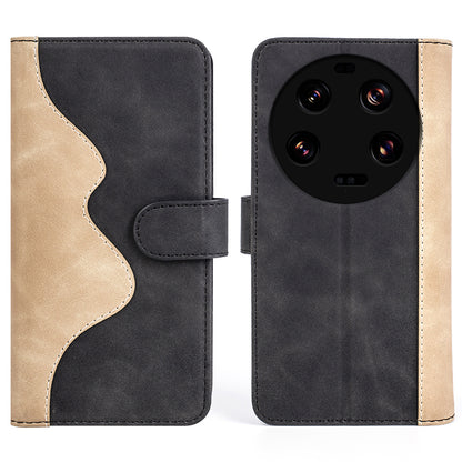 For Xiaomi 13 Ultra Dual-color Splicing PU Leather Wallet Phone Cover Protective Case with Stand Function