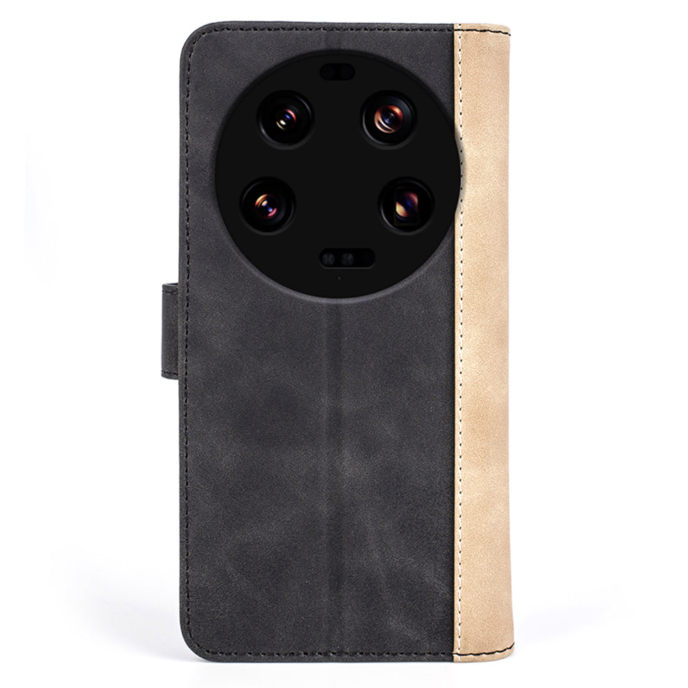 For Xiaomi 13 Ultra Dual-color Splicing PU Leather Wallet Phone Cover Protective Case with Stand Function