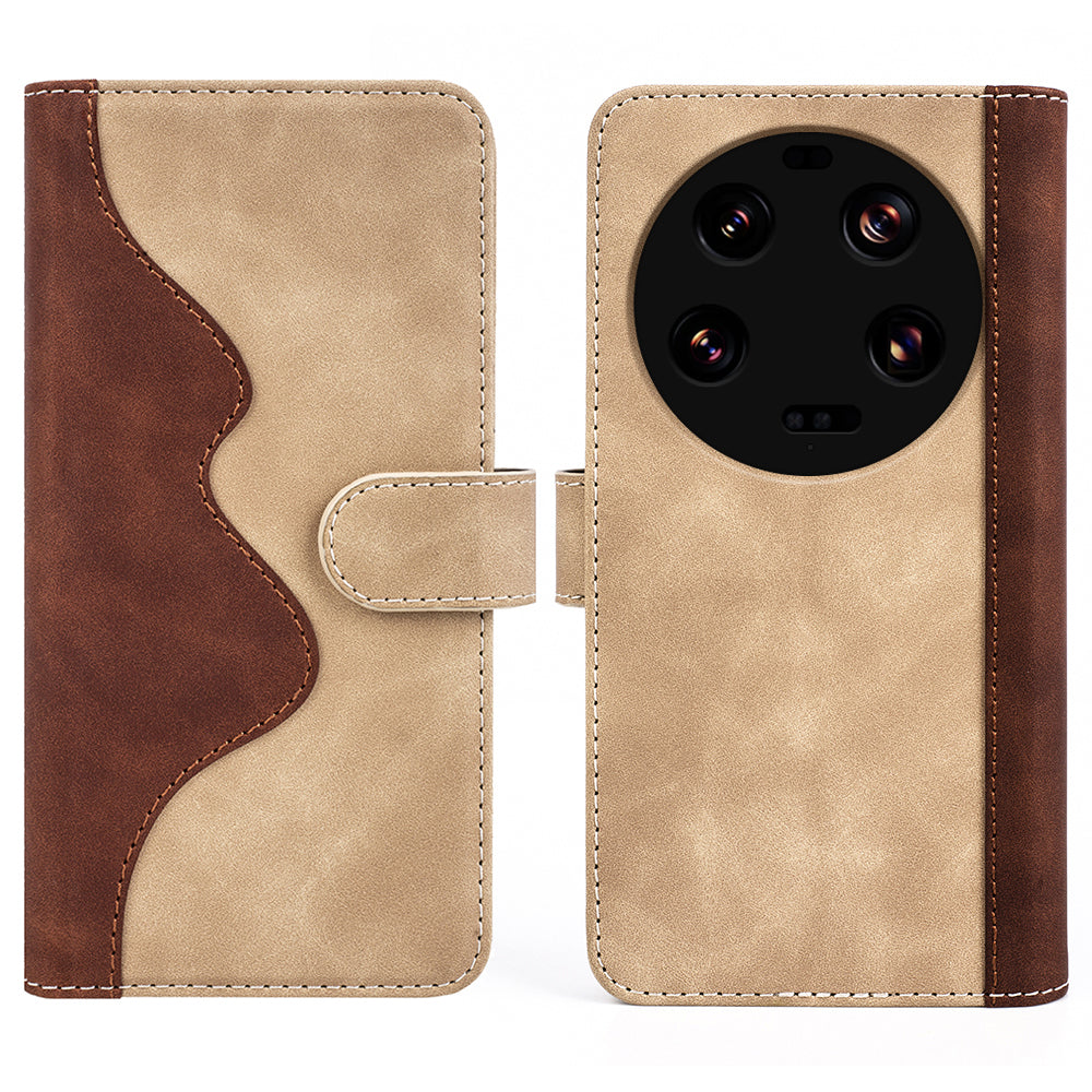 For Xiaomi 13 Ultra Dual-color Splicing PU Leather Wallet Phone Cover Protective Case with Stand Function