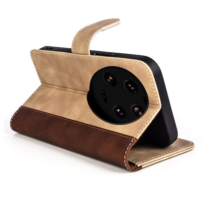 For Xiaomi 13 Ultra Dual-color Splicing PU Leather Wallet Phone Cover Protective Case with Stand Function