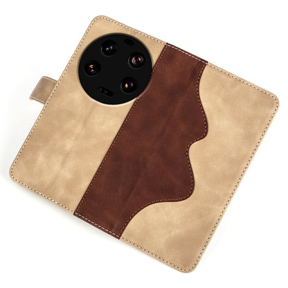 For Xiaomi 13 Ultra Dual-color Splicing PU Leather Wallet Phone Cover Protective Case with Stand Function