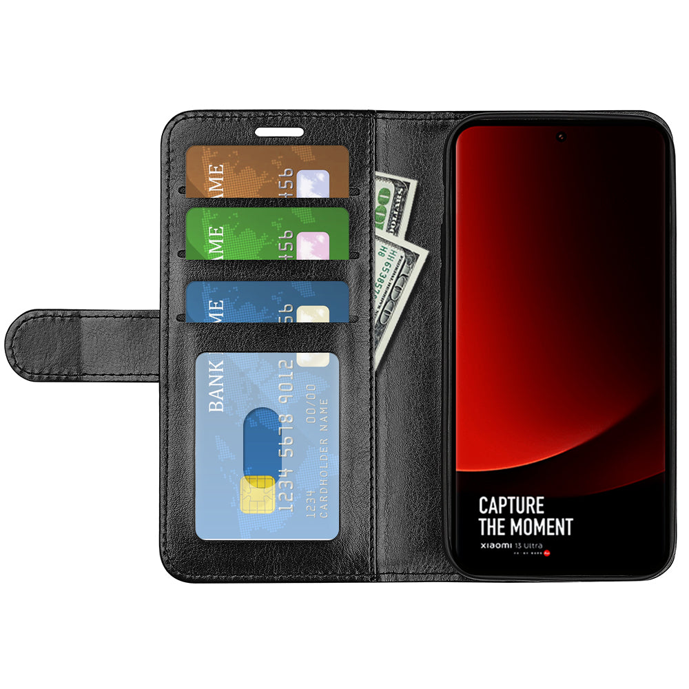 For Xiaomi 13 Ultra Folio Flip PU Leather Phone Cover Crazy Horse Texture Wallet Stand Case