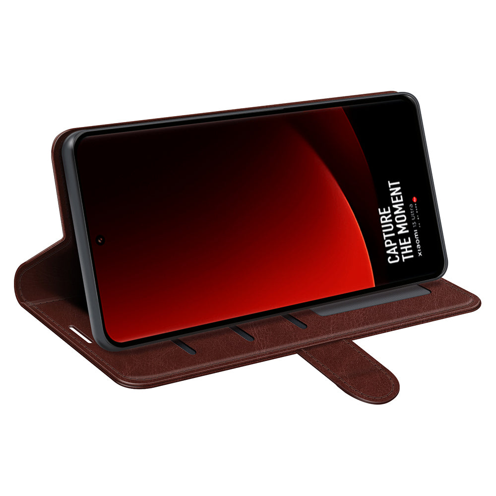 For Xiaomi 13 Ultra Folio Flip PU Leather Phone Cover Crazy Horse Texture Wallet Stand Case