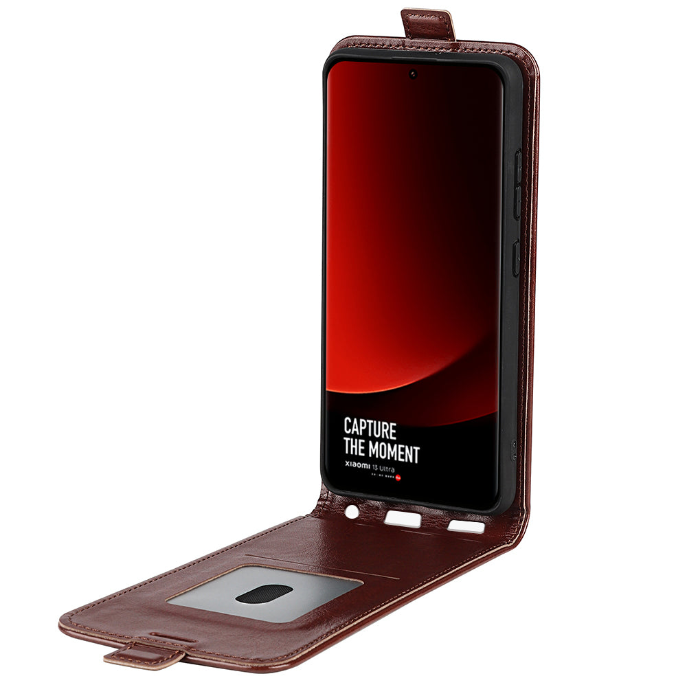 Card Holder Leather Phone Case for Xiaomi 13 Ultra Crazy Horse Texture Vertical Flip Phone Cover