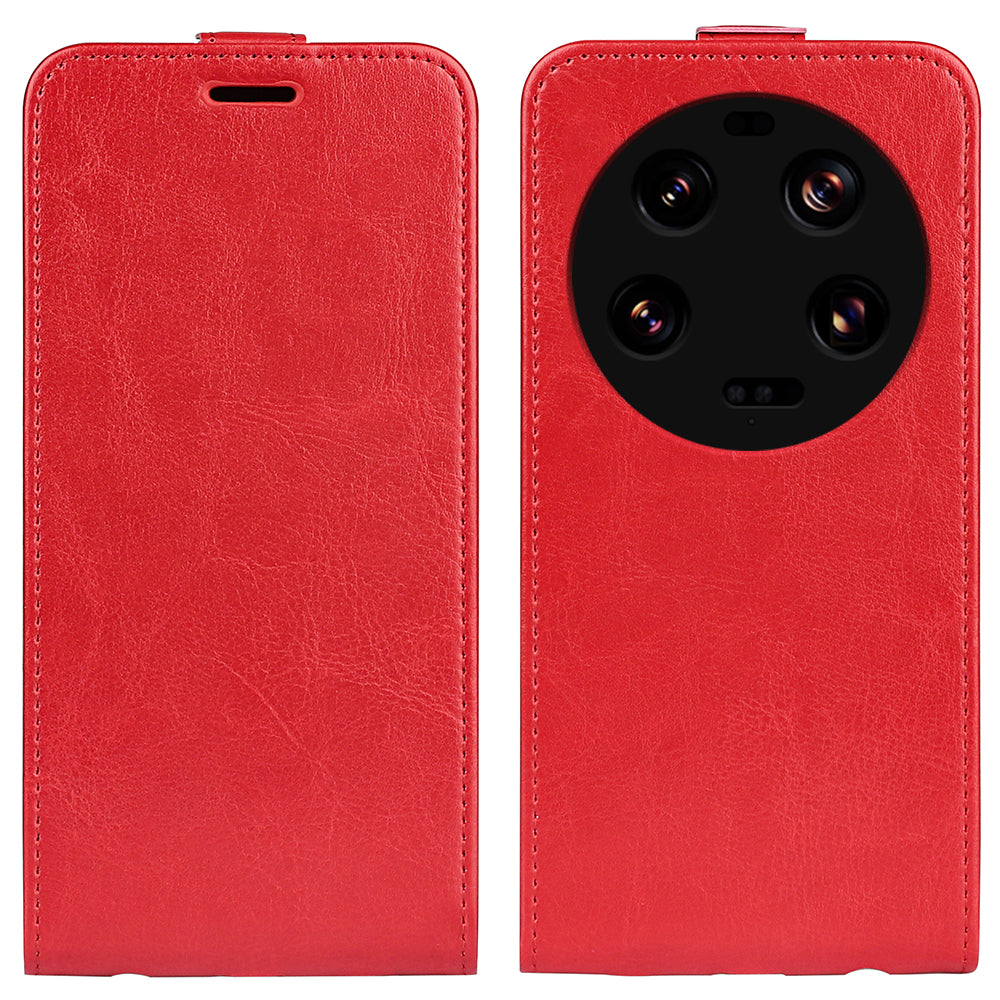 Card Holder Leather Phone Case for Xiaomi 13 Ultra Crazy Horse Texture Vertical Flip Phone Cover