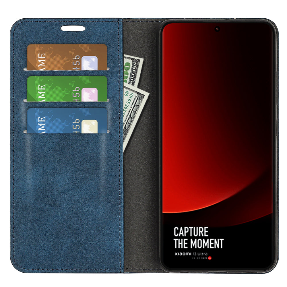 For Xiaomi 13 Ultra Shockproof PU Leather Wallet Flip Case Skin-touch Stand Cellphone Cover
