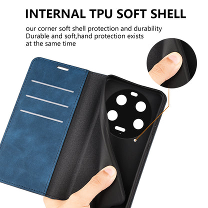 For Xiaomi 13 Ultra Shockproof PU Leather Wallet Flip Case Skin-touch Stand Cellphone Cover