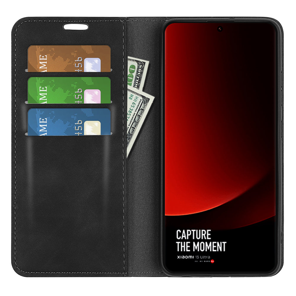 For Xiaomi 13 Ultra Shockproof PU Leather Wallet Flip Case Skin-touch Stand Cellphone Cover