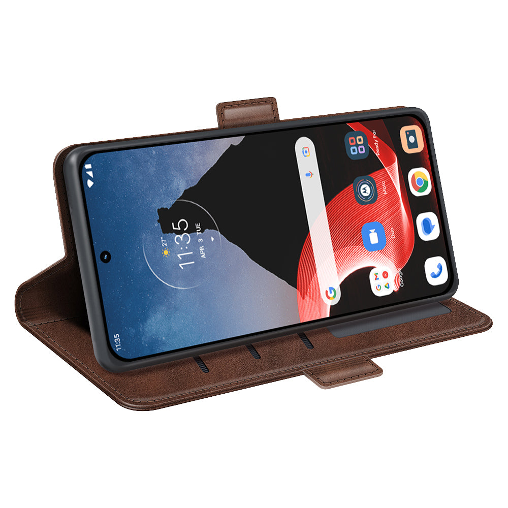 Flip Phone Cover for Motorola ThinkPhone 5G Calf Texture PU Leather Stand Folio Wallet Case