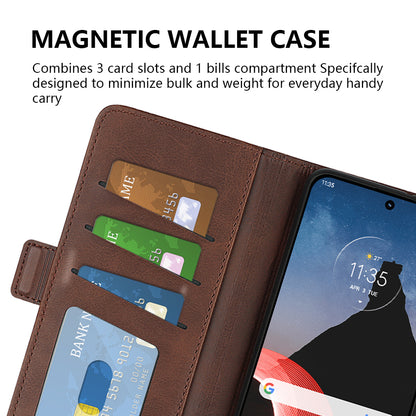 Flip Phone Cover for Motorola ThinkPhone 5G Calf Texture PU Leather Stand Folio Wallet Case