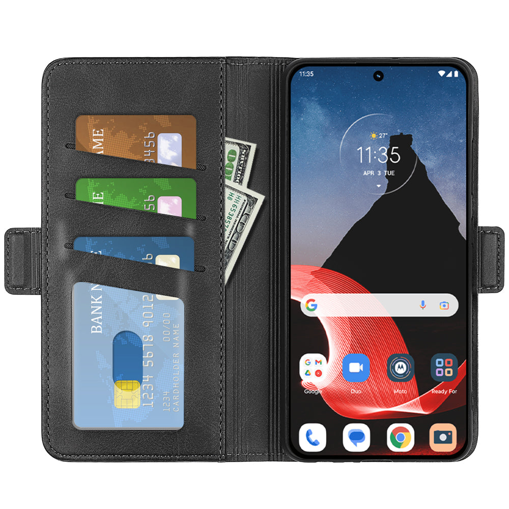 Flip Phone Cover for Motorola ThinkPhone 5G Calf Texture PU Leather Stand Folio Wallet Case