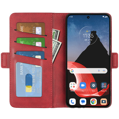 Flip Phone Cover for Motorola ThinkPhone 5G Calf Texture PU Leather Stand Folio Wallet Case