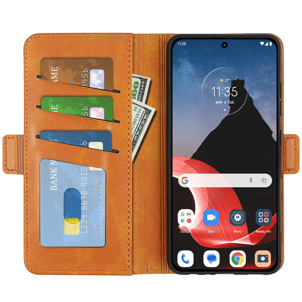 Flip Phone Cover for Motorola ThinkPhone 5G Calf Texture PU Leather Stand Folio Wallet Case