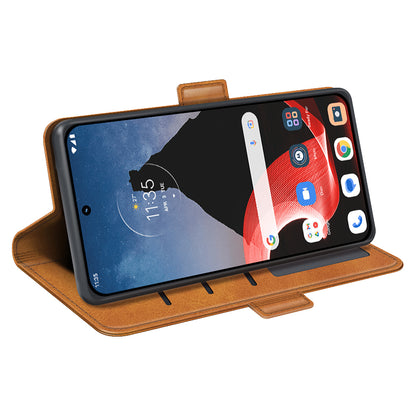 Flip Phone Cover for Motorola ThinkPhone 5G Calf Texture PU Leather Stand Folio Wallet Case