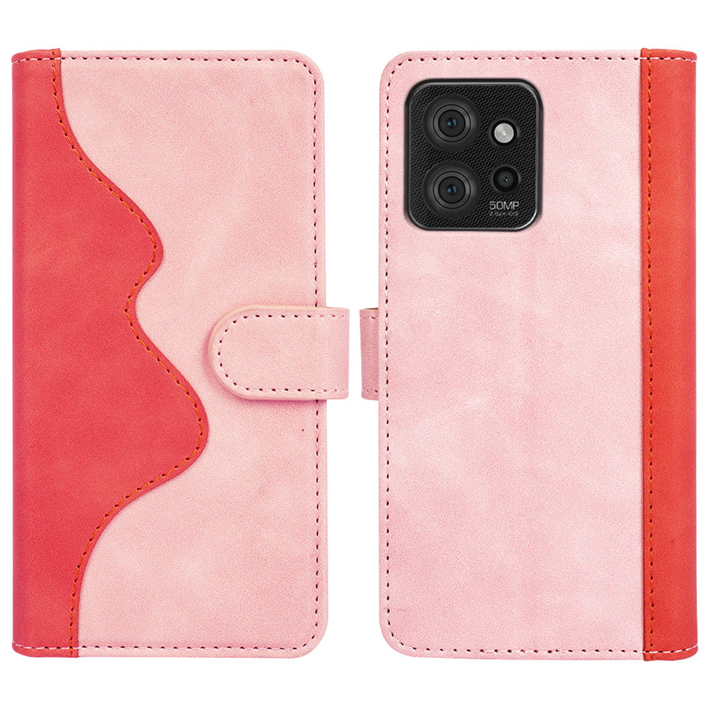 For Motorola ThinkPhone 5G Dual-color Splicing PU Leather Wallet Phone Cover Drop-proof Case