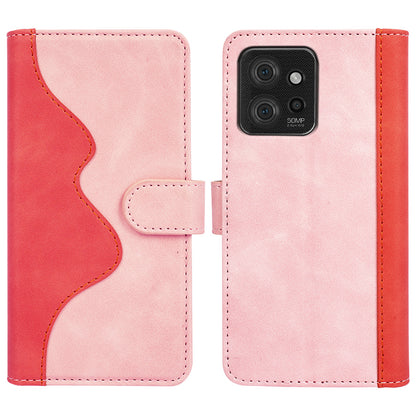 For Motorola ThinkPhone 5G Dual-color Splicing PU Leather Wallet Phone Cover Drop-proof Case