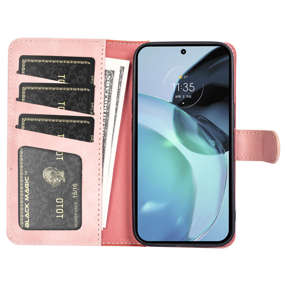 For Motorola ThinkPhone 5G Dual-color Splicing PU Leather Wallet Phone Cover Drop-proof Case