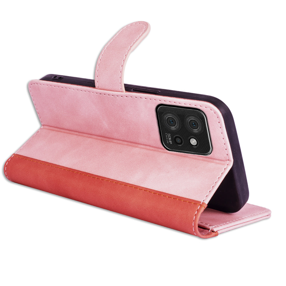 For Motorola ThinkPhone 5G Dual-color Splicing PU Leather Wallet Phone Cover Drop-proof Case