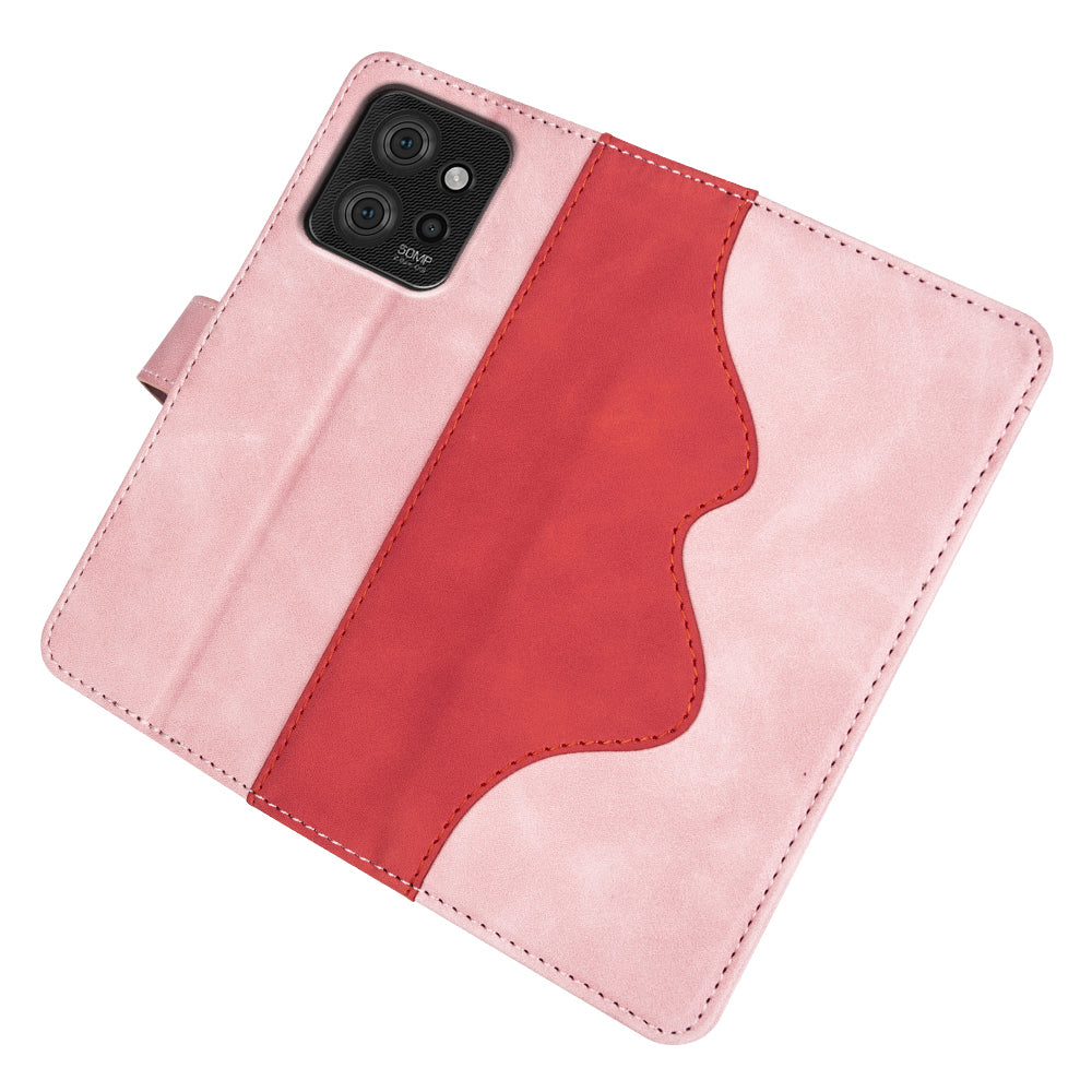 For Motorola ThinkPhone 5G Dual-color Splicing PU Leather Wallet Phone Cover Drop-proof Case