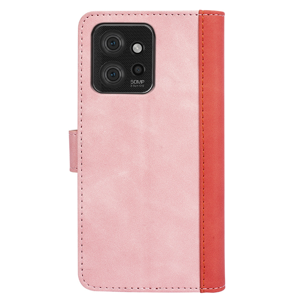 For Motorola ThinkPhone 5G Dual-color Splicing PU Leather Wallet Phone Cover Drop-proof Case